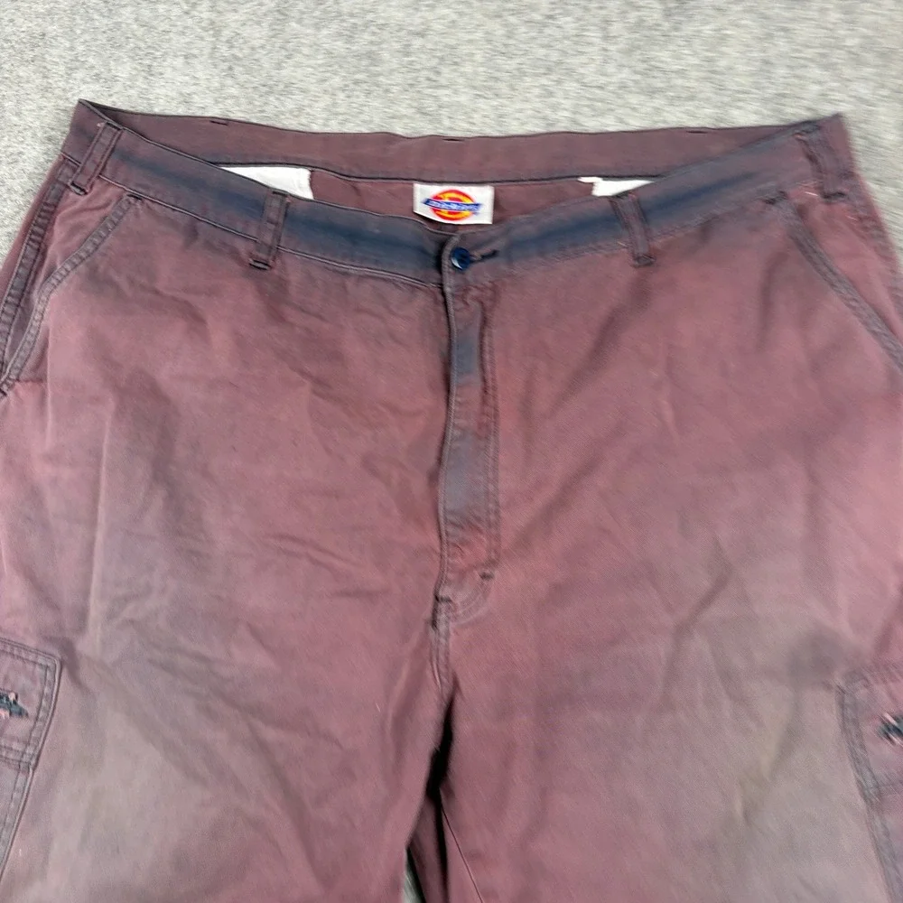 Dickies Cargo Shorts Mens 44 Sun Faded Maroon Y2K Workwear‎ Utility Distressed